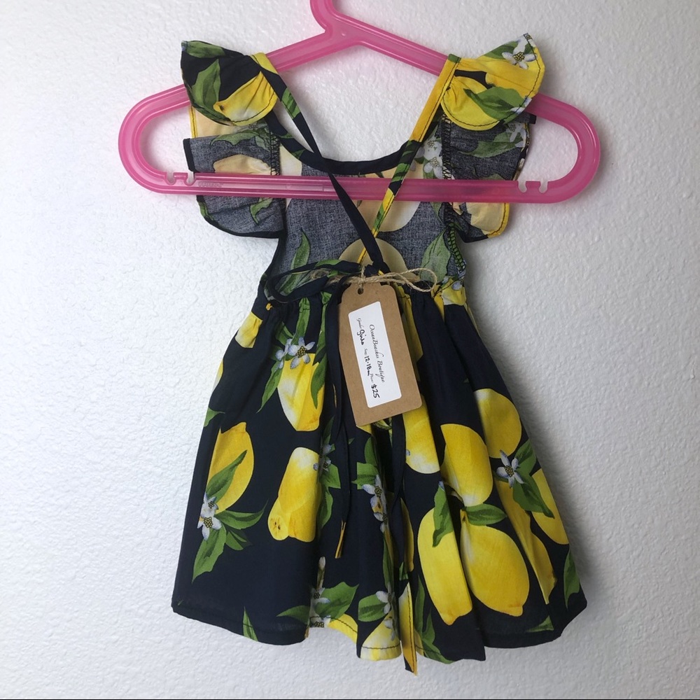 Toddler Girls Lemon Print Flutter Sleeve Dress - Picture 6 of 6